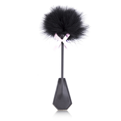 Butt Massage Stimulator Sense Training Dual Use Furry Feather Leather Paddle With Pink Kindky Bowknot Flirting Bondage