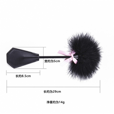 Butt Massage Stimulator Sense Training Dual Use Furry Feather Leather Paddle With Pink Kindky Bowknot Flirting Bondage
