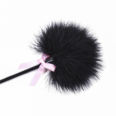 Butt Massage Stimulator Sense Training Dual Use Furry Feather Leather Paddle With Pink Kindky Bowknot Flirting Bondage