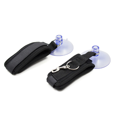 Cotton Black Bondage Handcuff With Strong Suction Cup Sucker For Cosplay Games