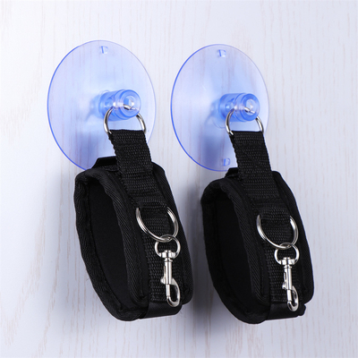 Cotton Black Bondage Handcuff With Strong Suction Cup Sucker For Cosplay Games