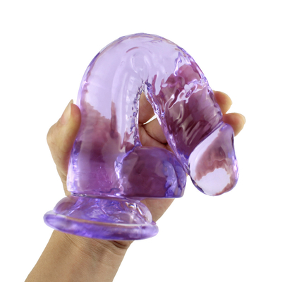 Transparent Crystal Realistic Dildo Sex Toy Phallus Sticks For Women