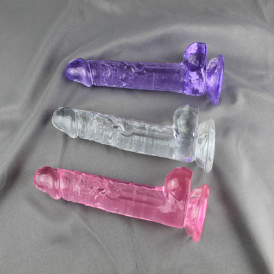 Transparent Crystal Realistic Dildo Sex Toy Phallus Sticks For Women