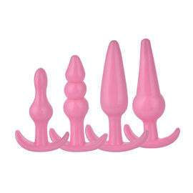 Pink / Purple Handle Ring Anal Plug Vagina Soft Silicone Anal Toys For Woman