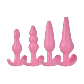 Pink / Purple Handle Ring Anal Plug Vagina Soft Silicone Anal Toys For Woman