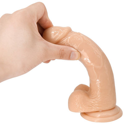 Hands Free Play Realistic Flesh Dildos Feels Like Skin 7.3 Inch With Suction Cup