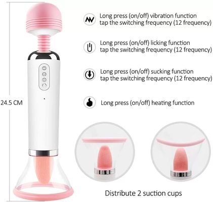 Dual Heed AV Wand Tongue Licking Suction Vibrator Pussy Vagina