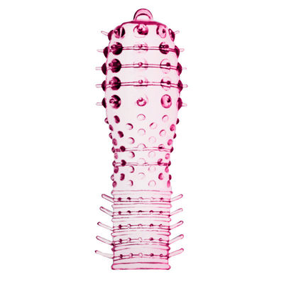 Crystal Penis Cock Ring Sleeve Climax Delayed TPE Ring Pink / Blue