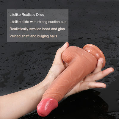 Flesh Color Dildo Sex Toy Realistic Rubber Penis Real Skin Dildo Waterproof