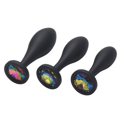 Silicone Anal Sex Toys Water Drop Design Black Anal Massager Butt Plug Anal Plug Set