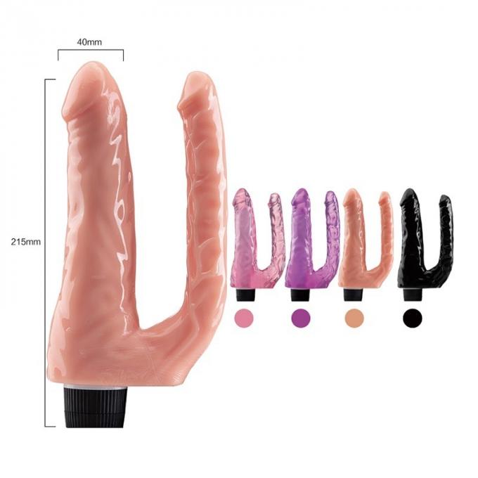 OEM TPE Female Sex Toys Vibrating Double Stepless Vibrator Dildo 0