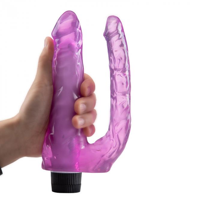 OEM TPE Female Sex Toys Vibrating Double Stepless Vibrator Dildo 2